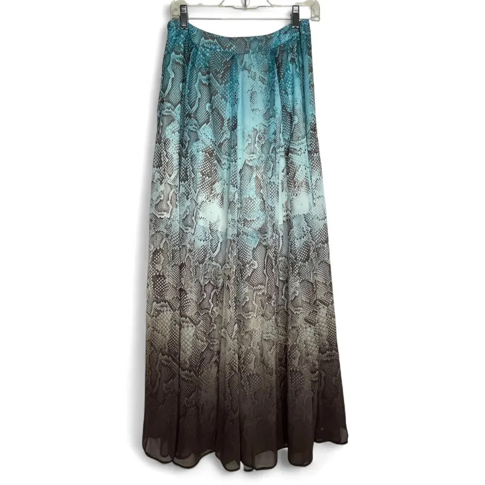 WHBM Mohave Python Maxi Skirt Size 6 Ombre Mykonos Blue NWT 22